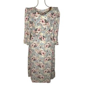Ophelia Roe Peasant V Neck Cottagecore Floral Midi / Maxi Dress Women's Size XL
